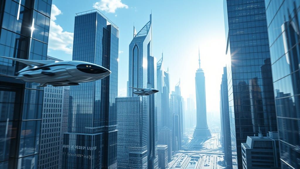 Utopian Chrome Metropolis in Dazzling Light