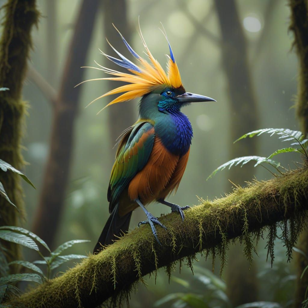 Exotic Indonesian Bird-of-Paradise in Tropical Swamp
