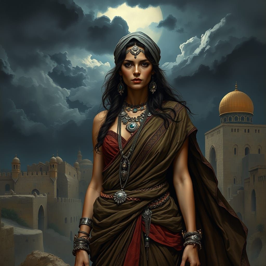 Priestess in Jerusalem: Fantasy Oil Painting