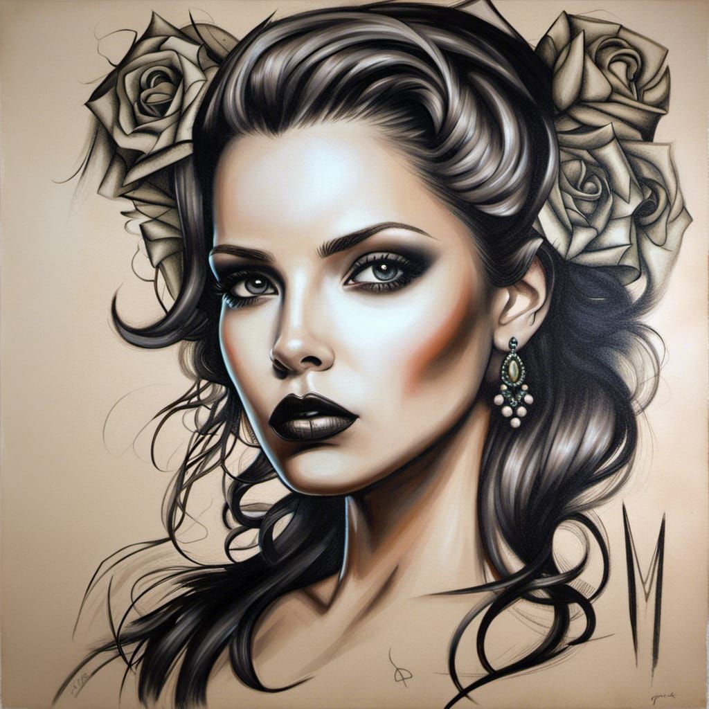 Woman's Portrait in a Lowbrow Art Style