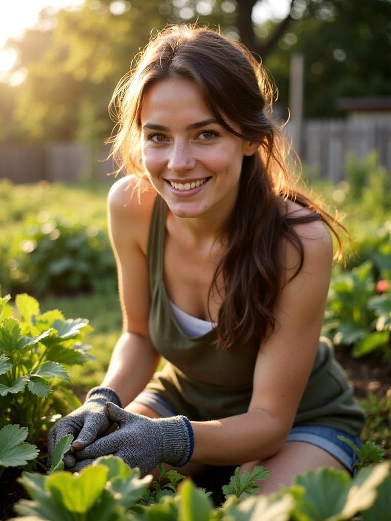 Gardening Beauty in Vibrant Spring Light