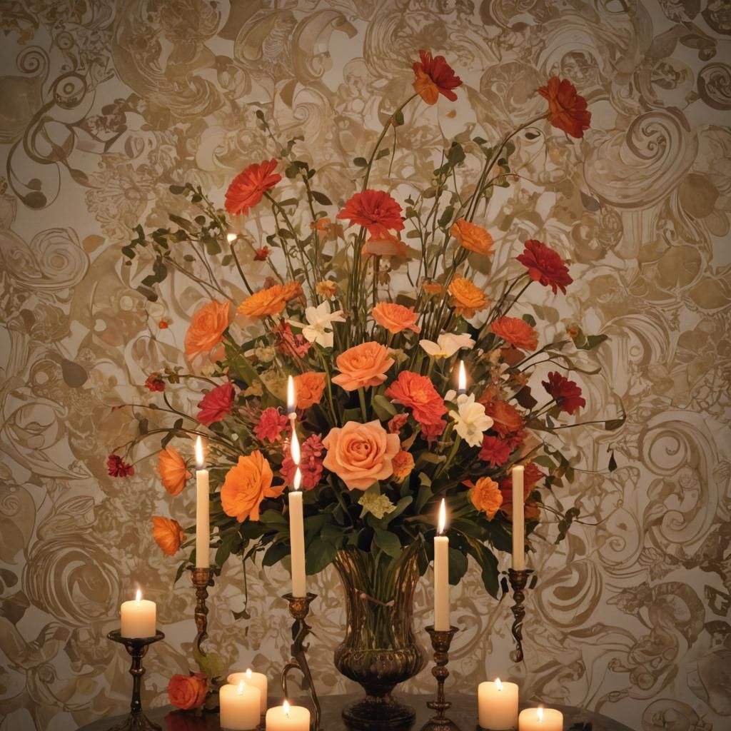X-Ray Image: Floral, Music, and Candlelight Serenity