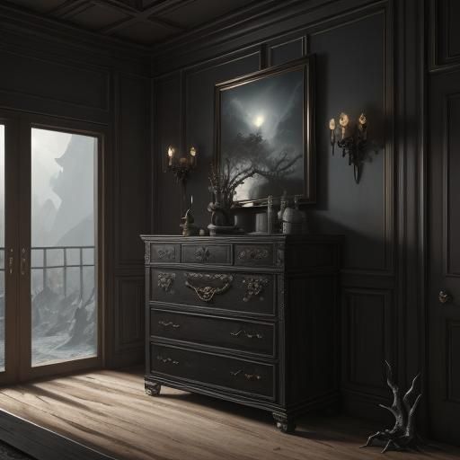 Sinister Chest of Drawers in Dark Fantasy Art