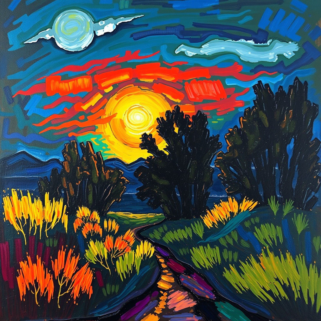 Nocturnal Scene: Neo-Impressionist Expression of Morning