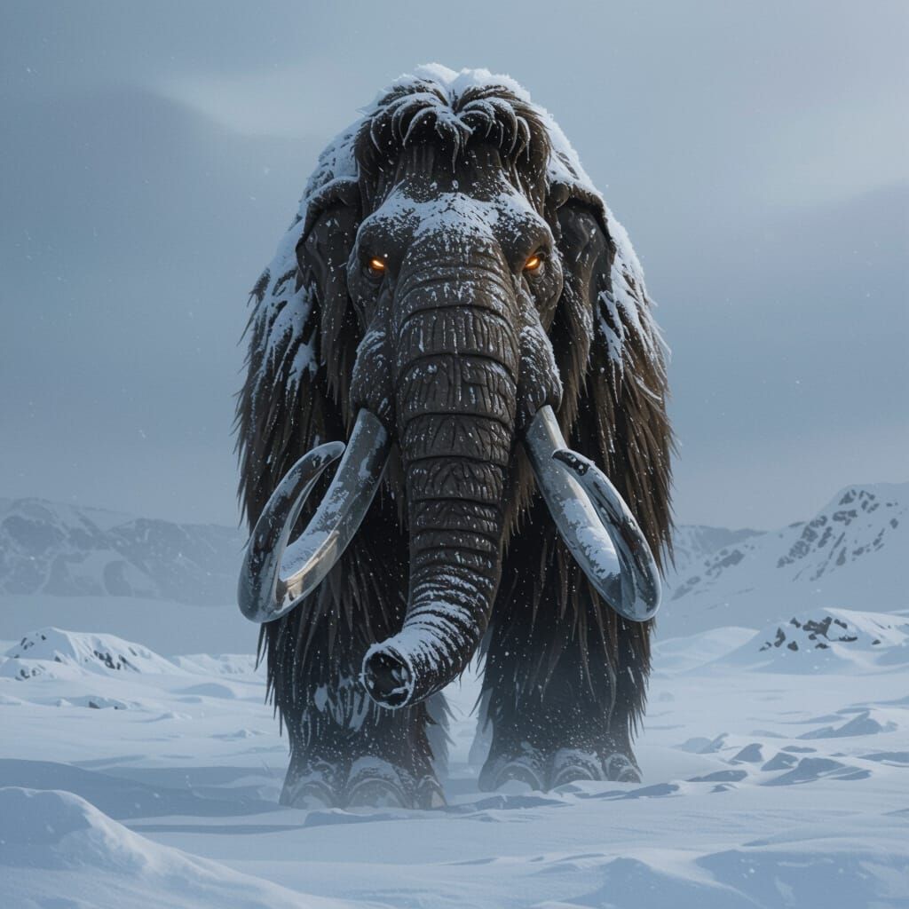 Woolly Mammoth Endures in Frozen Landscape