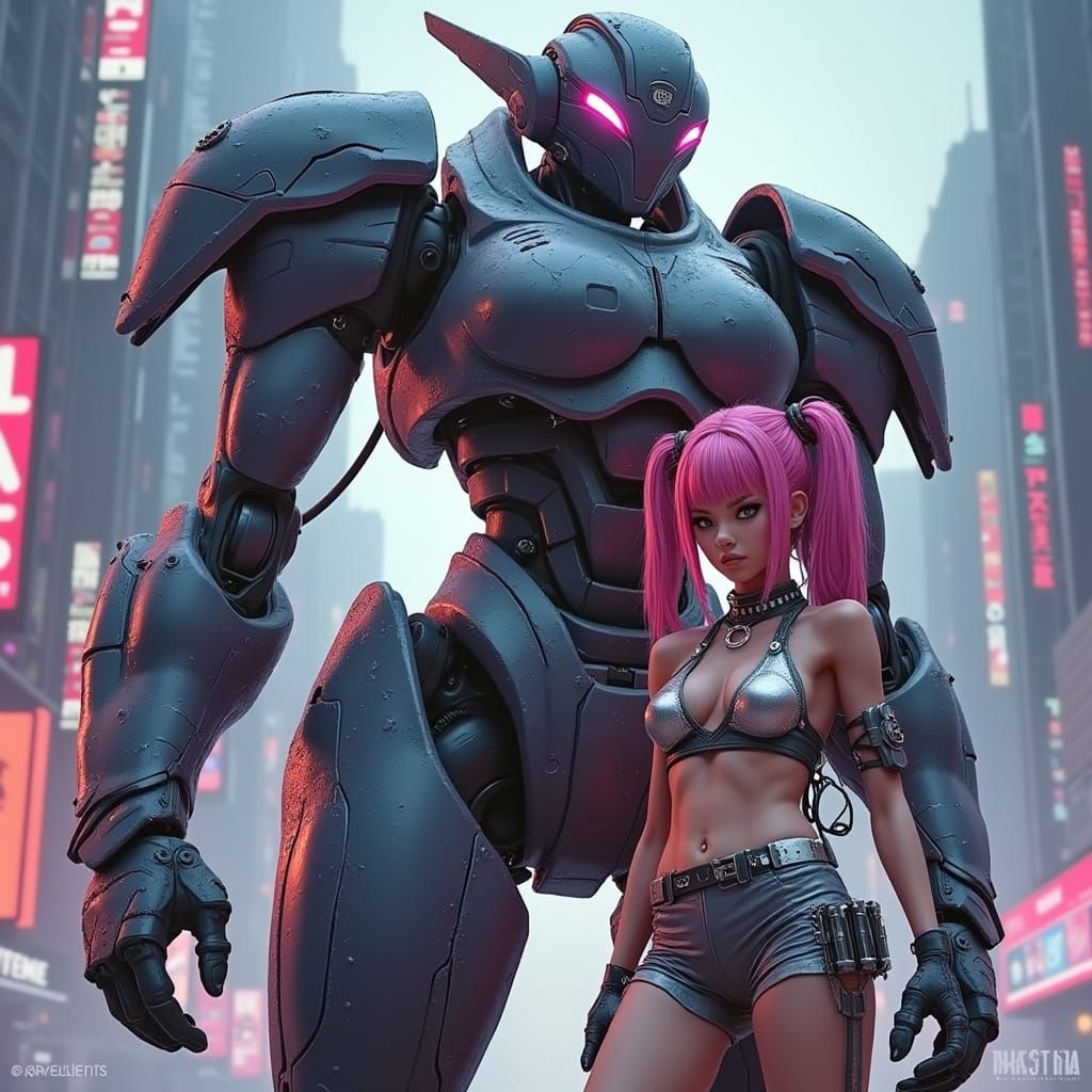 Cyberpunk Heroine Wields Hi-Tech Katana in Blade Runner City