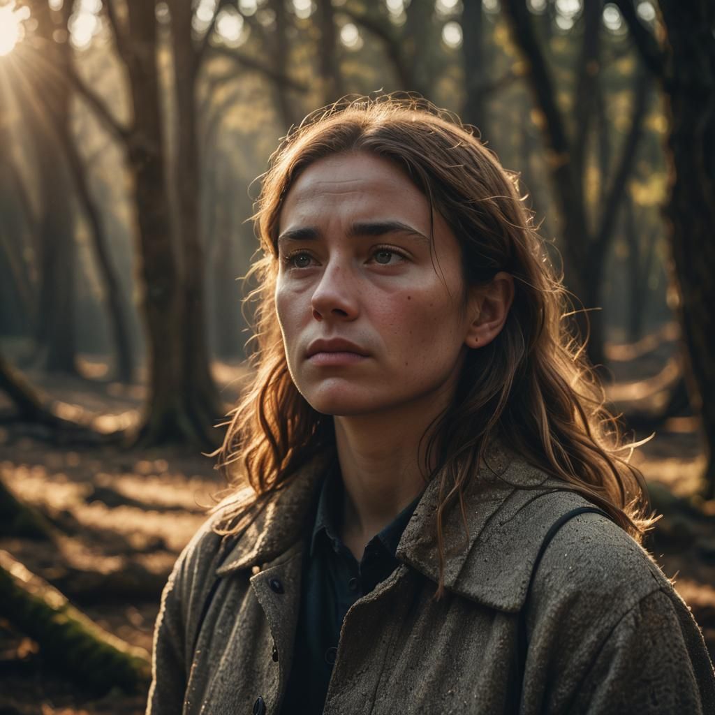 Contemplative Figure in a Mysterious World