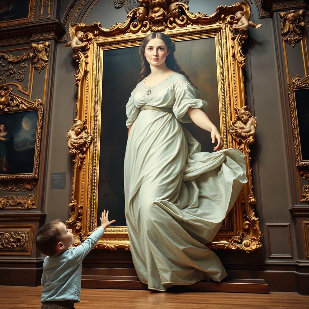 Boy Meets Baroque Muse in Elegant Art Museum