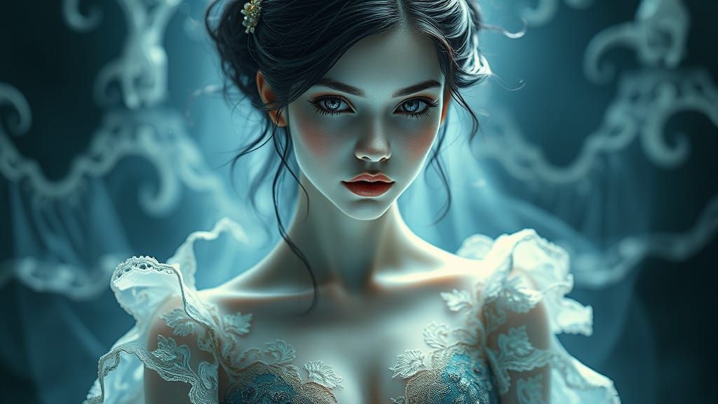 Ethereal Goddess in Cyberpunk Attire