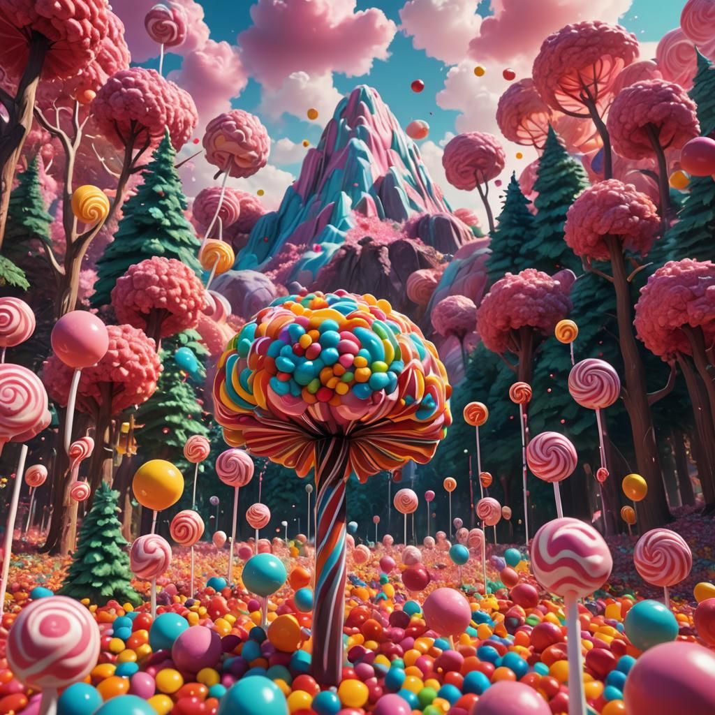 Colorful Candy Forest and Lollipop Mountain Range