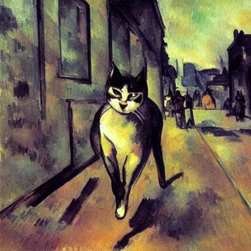 Cat Galloping in Coat: Expressionist Style