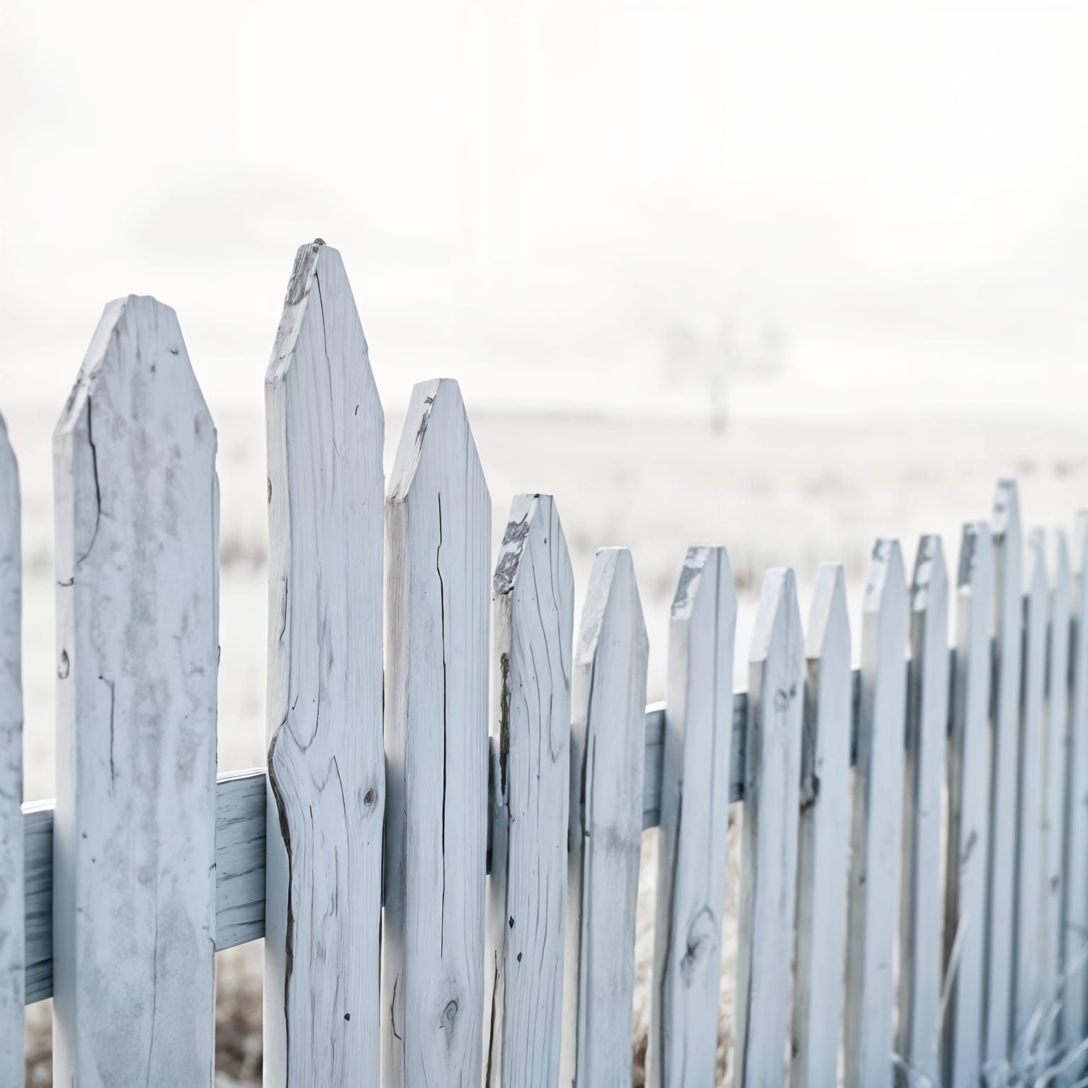 Monochromatic White Fence Landscape
