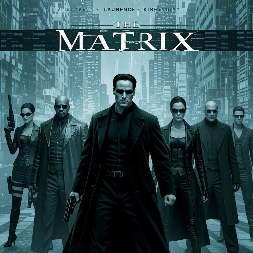 The Matrix Realistic Poster with Neo, Morpheus, Trinity