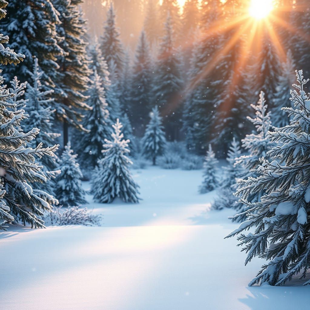 Winter Wonderland in Lush Forest Landscape