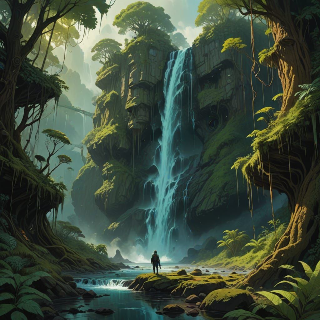 Ethereal Waterfall in a Forgotten Jungle