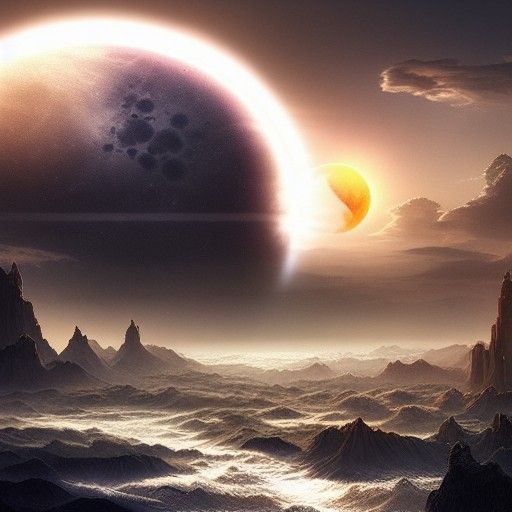 Epic Sun and Moon Digital Matte Painting
