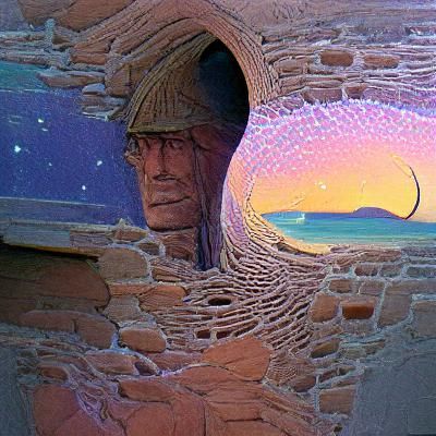 Surreal Portal Through Old Doorway, Moebius Style