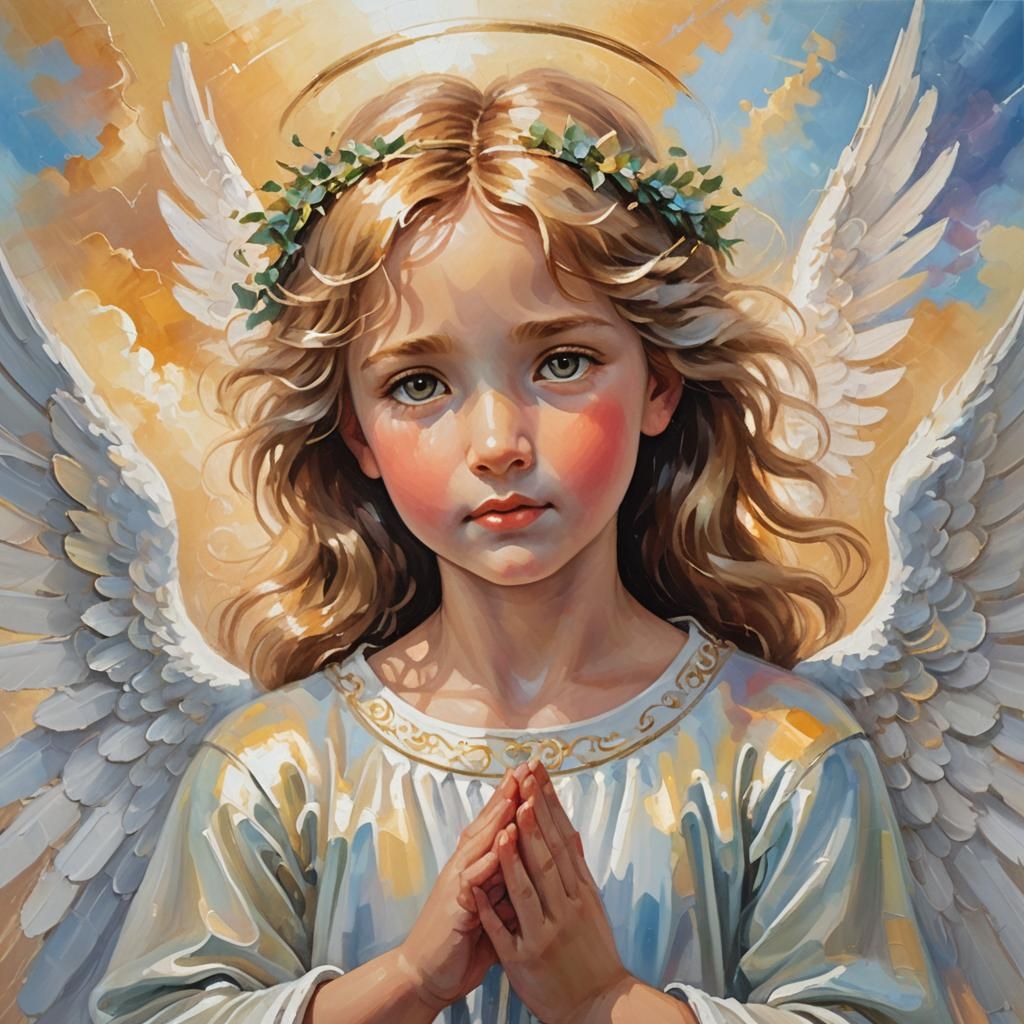 Heavenly Angel Portrait in Acrylic Painting Style