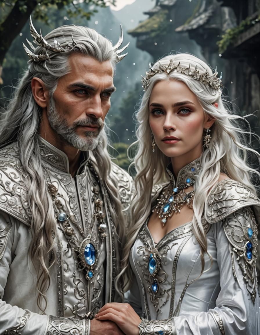 Elegant Elven Couple in a Magical Fantasy Setting