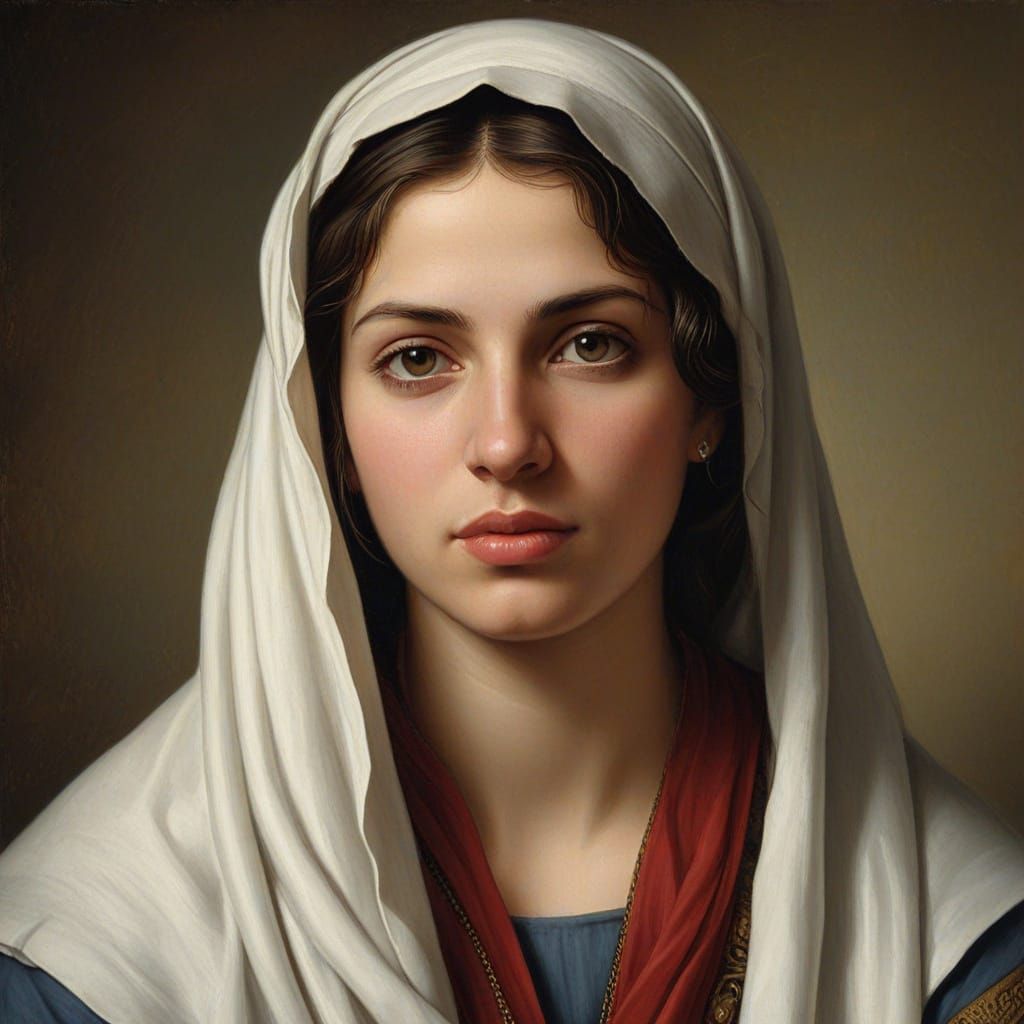 Palestinian Samaritan Woman in Classical Oil Portrait Style