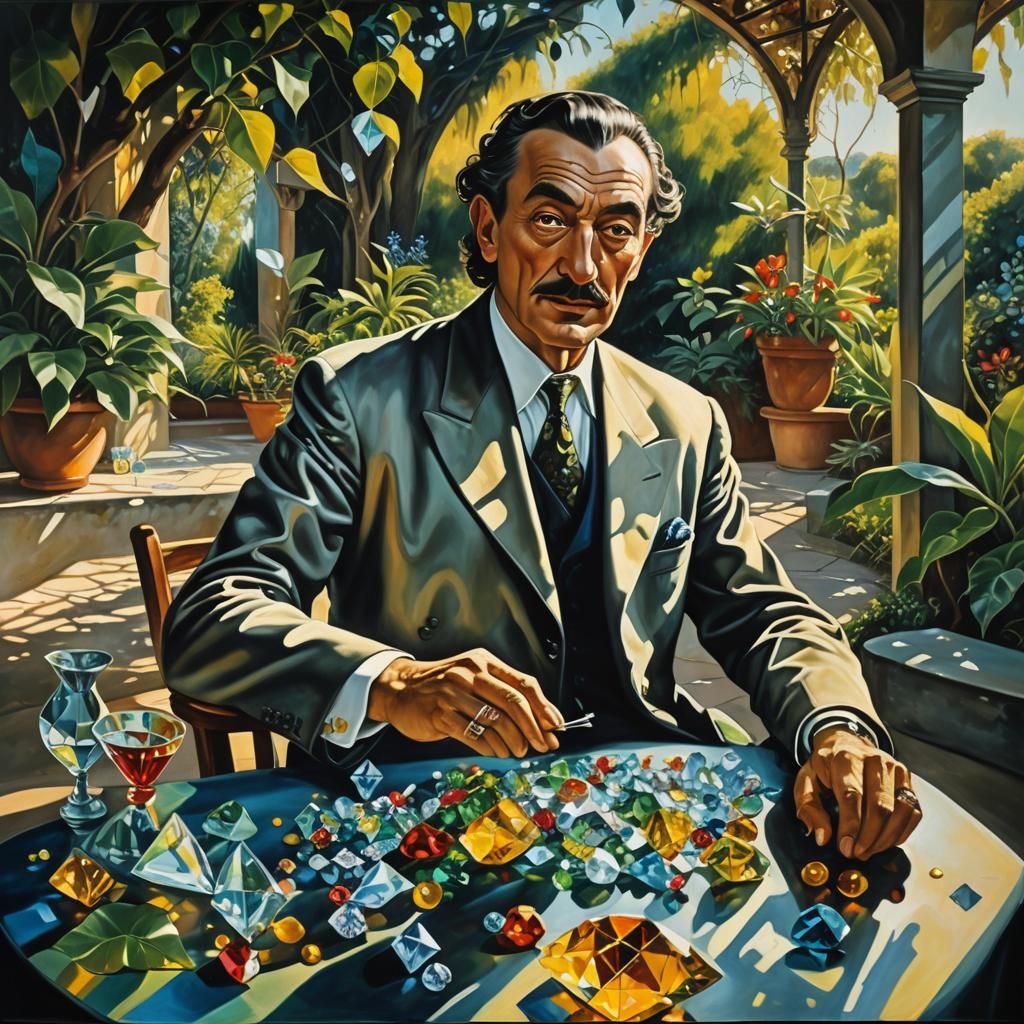 Diamond Merchant in Surrealist Oil Painting