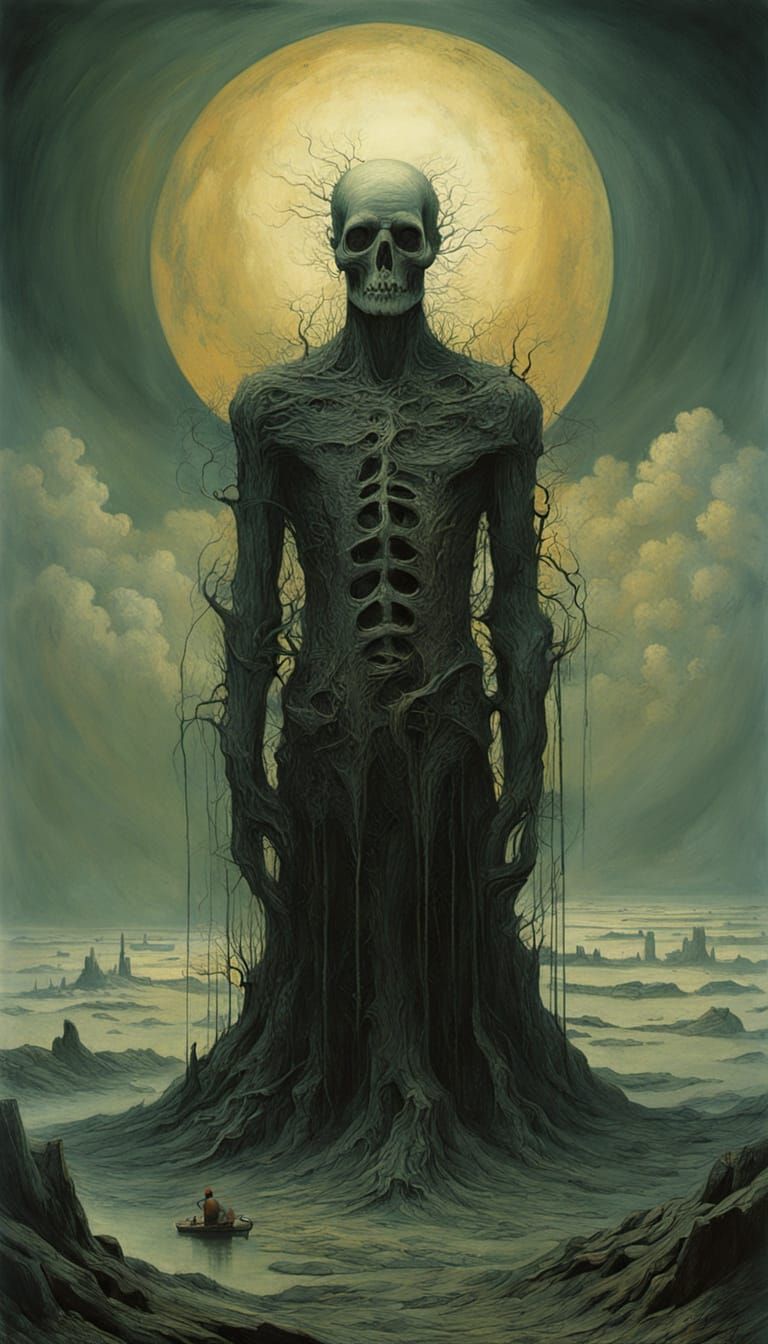 Grotesque Creature Emerges in Surrealist Pastel Art