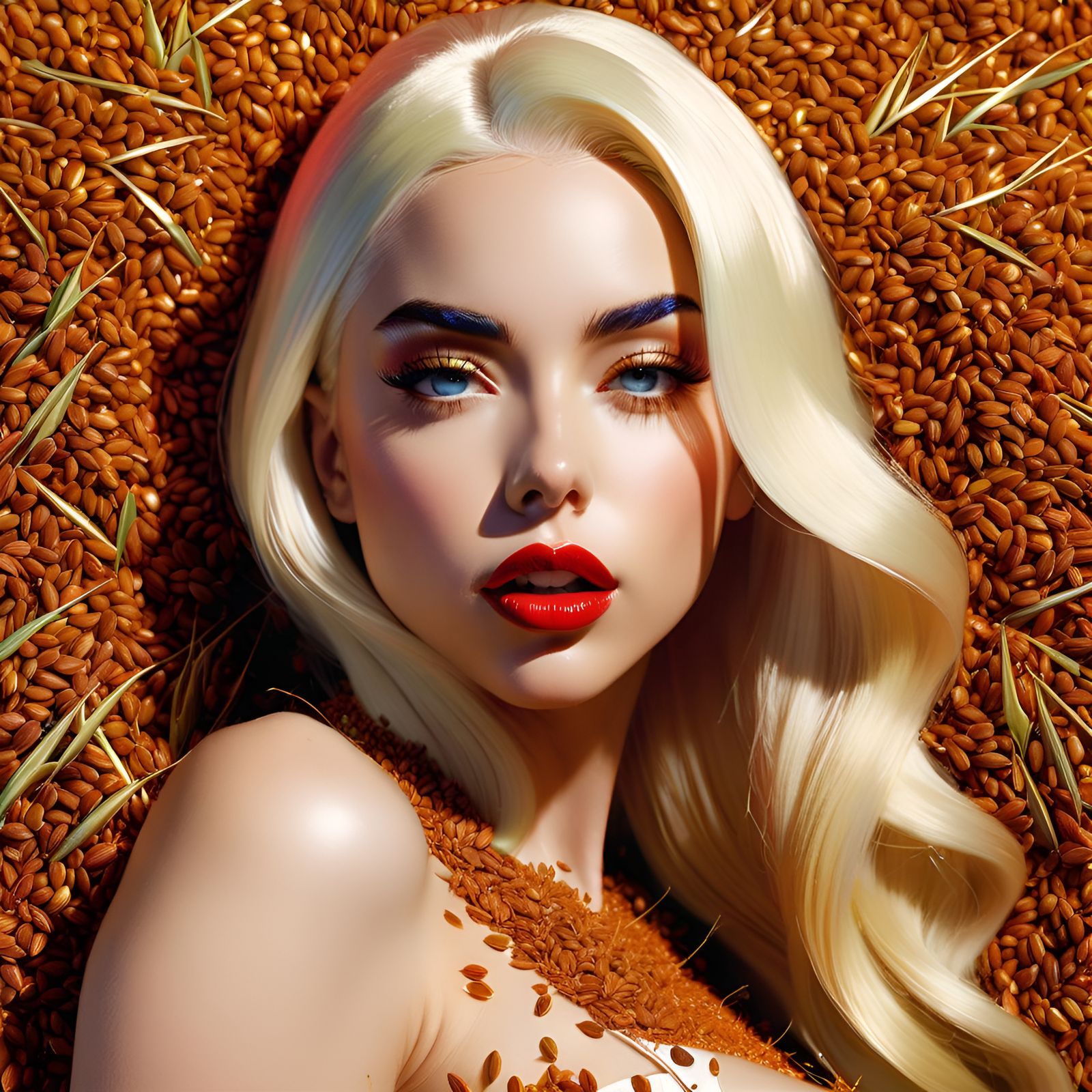 Flaxseed Portrait in Pin-Up Illustration Style