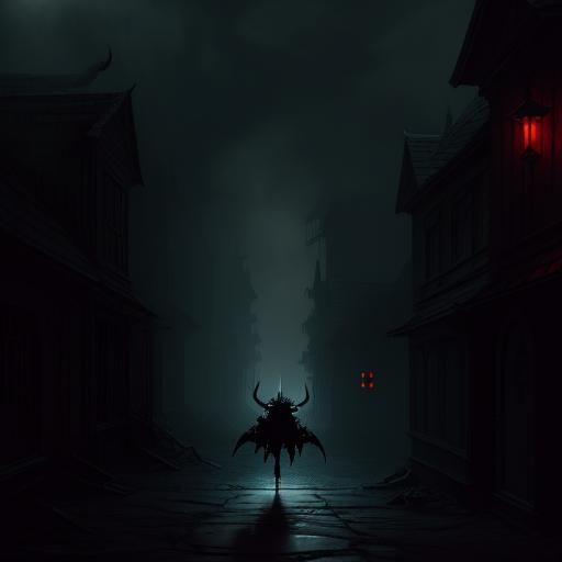 Eerie Demon in Dark Fantasy Alleyway
