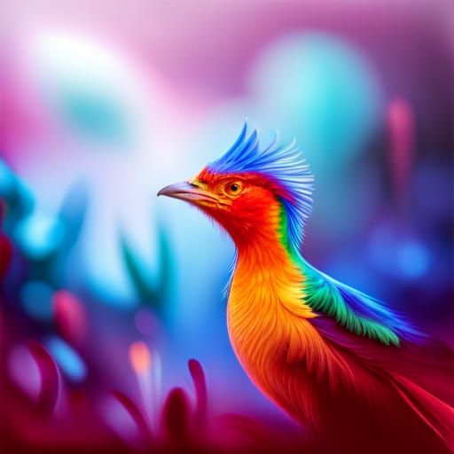 Floral Phoenix Bird in Vibrant Colors