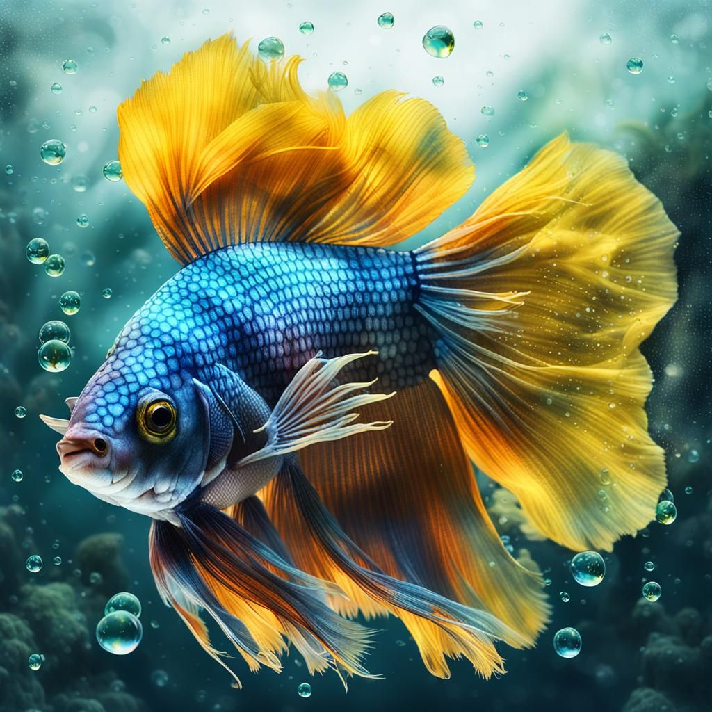 Dissolving Betta Fish in Double Exposure Style