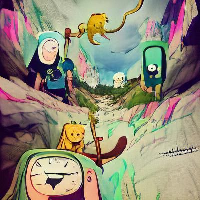 Adventure Time Characters in a Whimsical Scene
