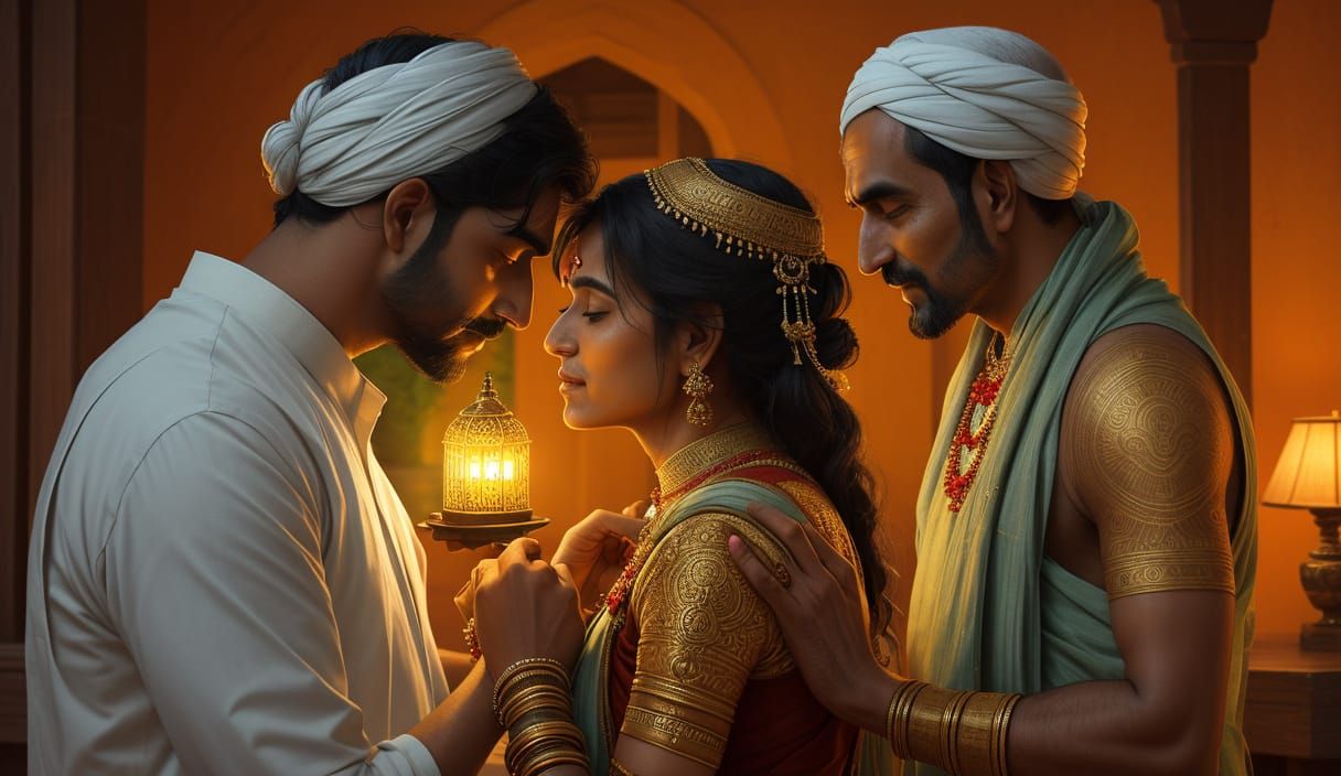 Hindu Man Kisses Christian Woman Embracing Harmony