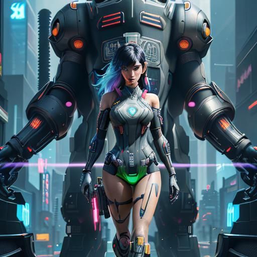 Nintendo Switch Girl in Cyberpunk Anime Style