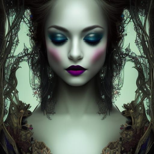 Mysterious Woman Portrait in Detailed Digital Painting