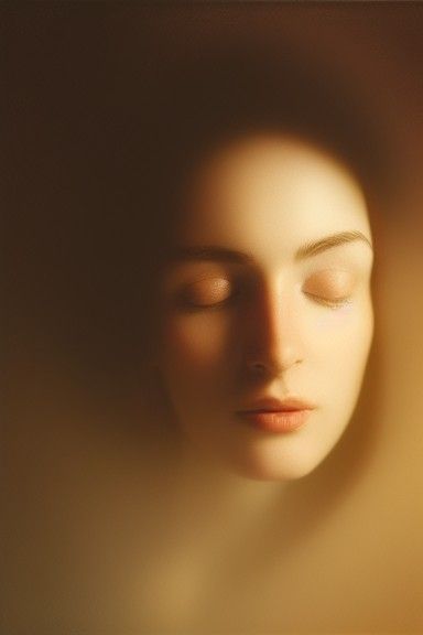 Radiant Face in Divine Light: Oil Painting