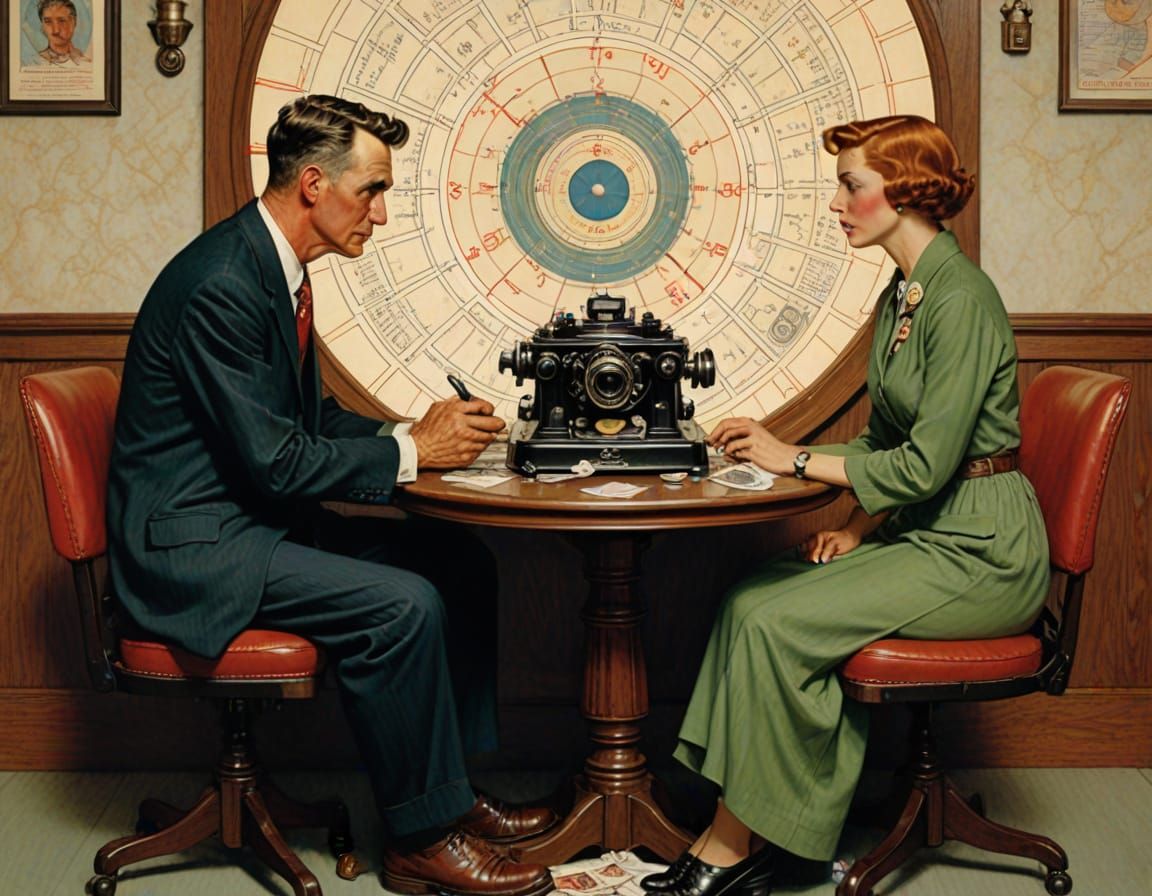 AI Psychic Test in Norman Rockwell Style