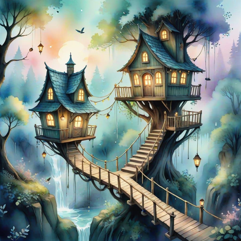 Dreamy Treehouse Amidst Enchanted Forest