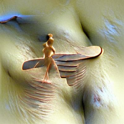 Ethereal Nude Woman with Wings