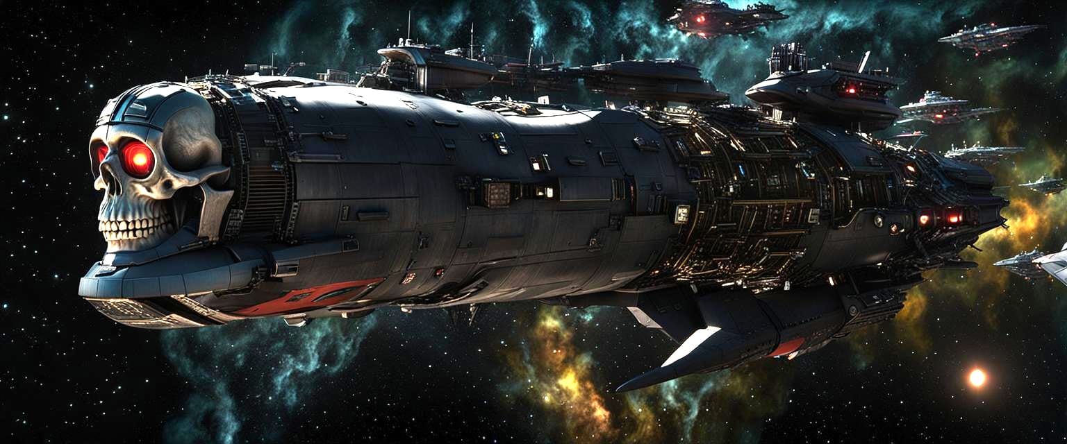 Space Pirate Ship Arcadia in Gritty 3D Style