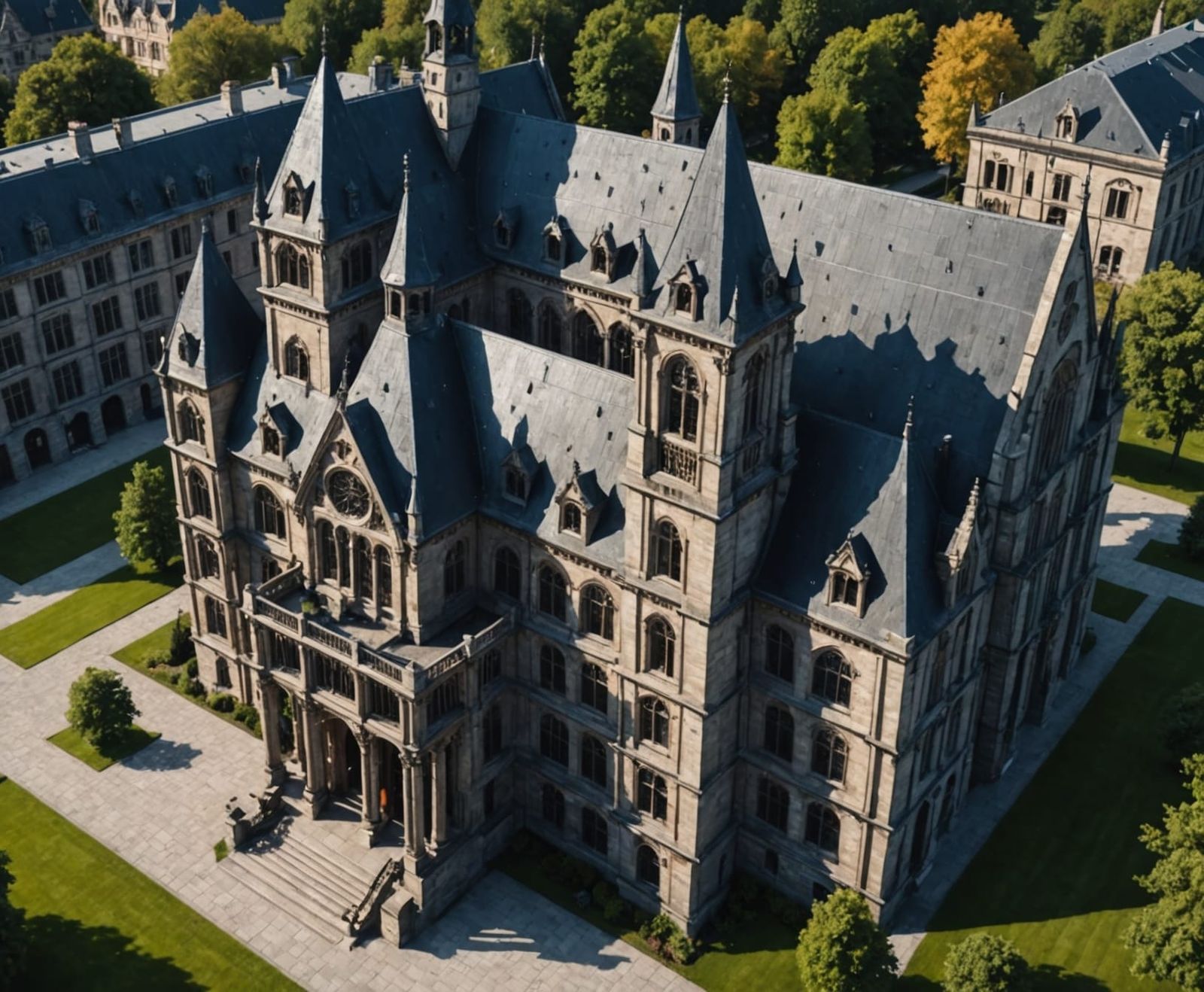 Gothic Library Exterior in Hyper-Realistic Detail