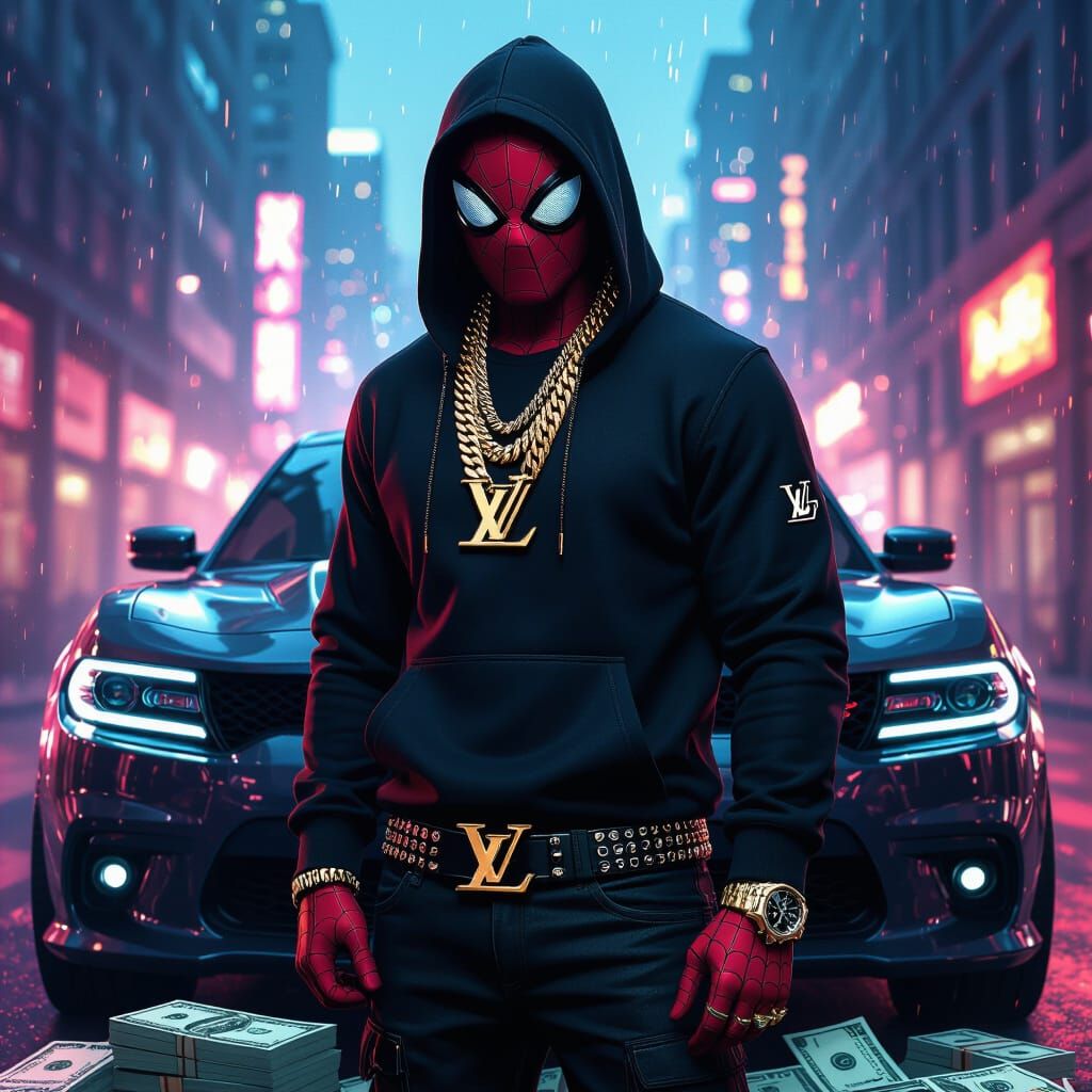 Spider-Man's Luxury Lifestyle With Dodge Charger and Gold Ch...