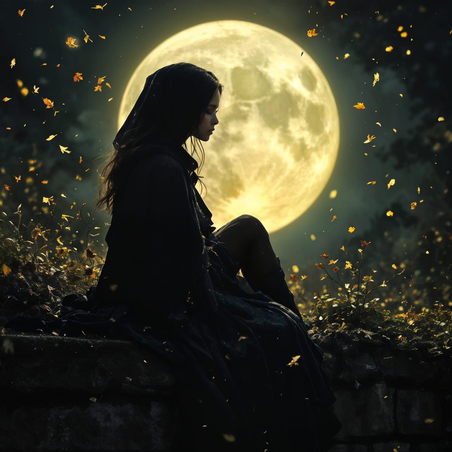 Romantic Woman in Garden: Oil Painting