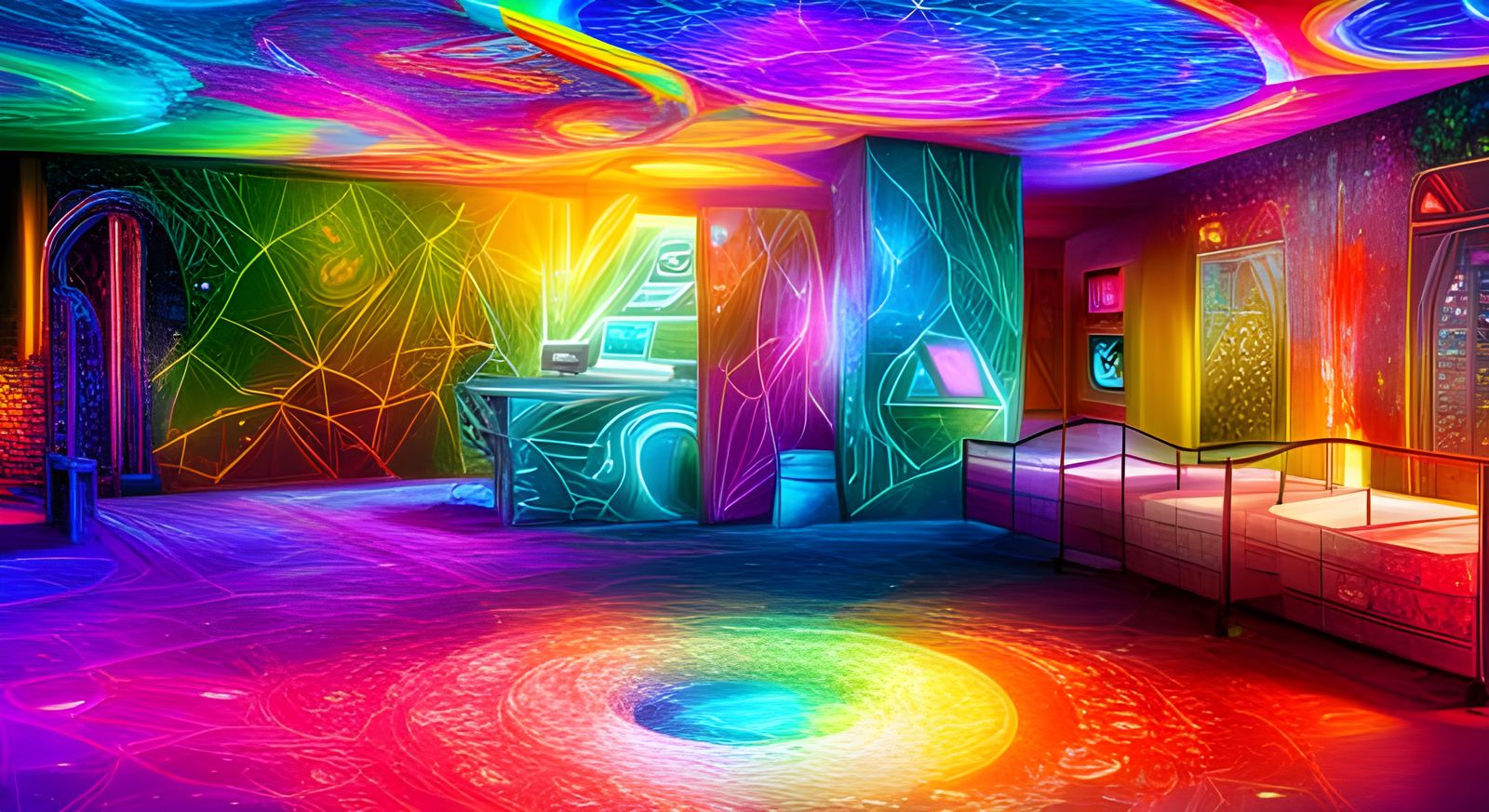 Rainbow Playstation in Cosmic Gaming Room