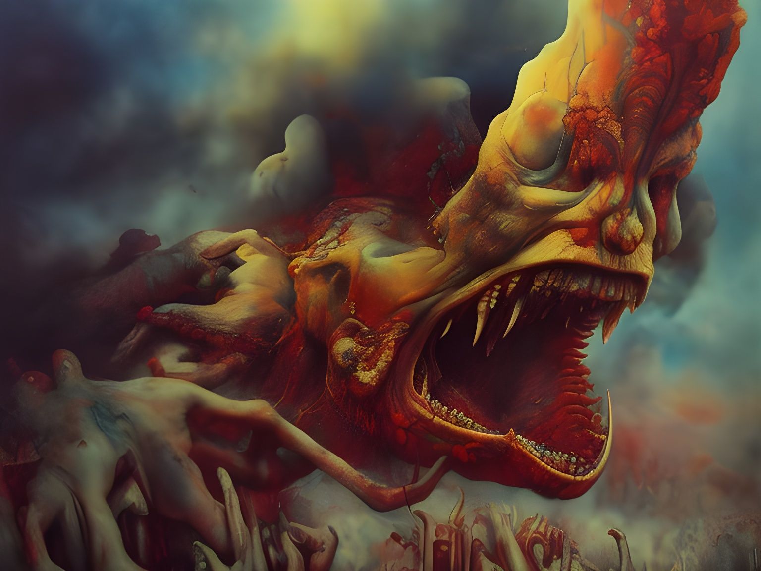 Hysterical Screaming King in Beksinski Style