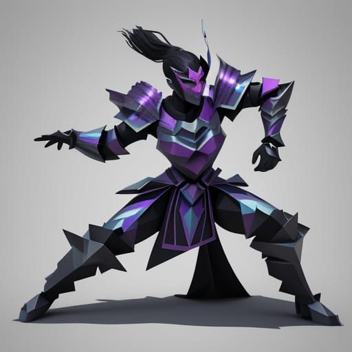 Confident Warrior Woman in Low-Poly Armor