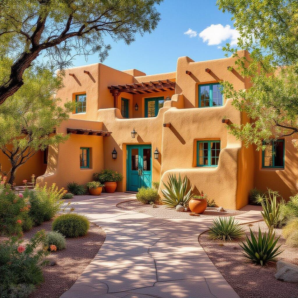 Adobe Architecture in Santa Fe, Inspired by Modernist Art