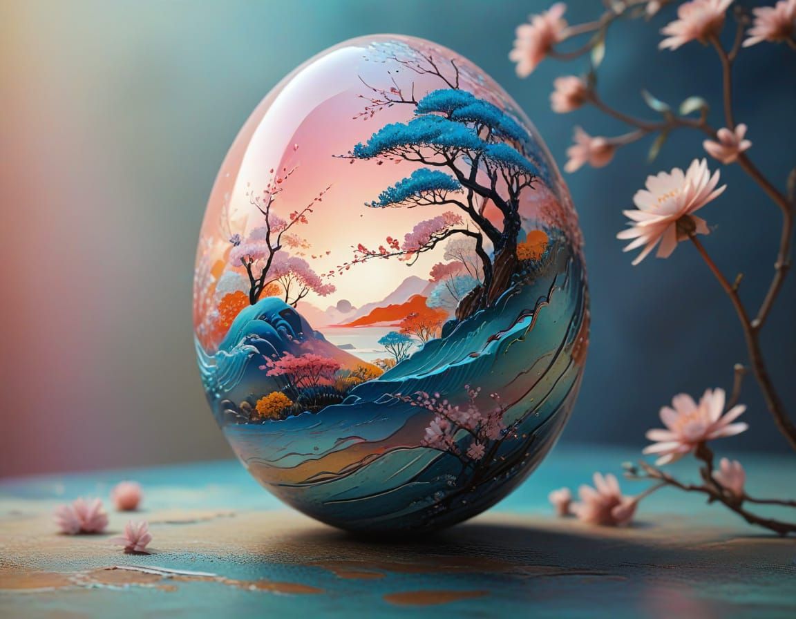 Ethereal Easter Egg in Dreamlike Abstraction