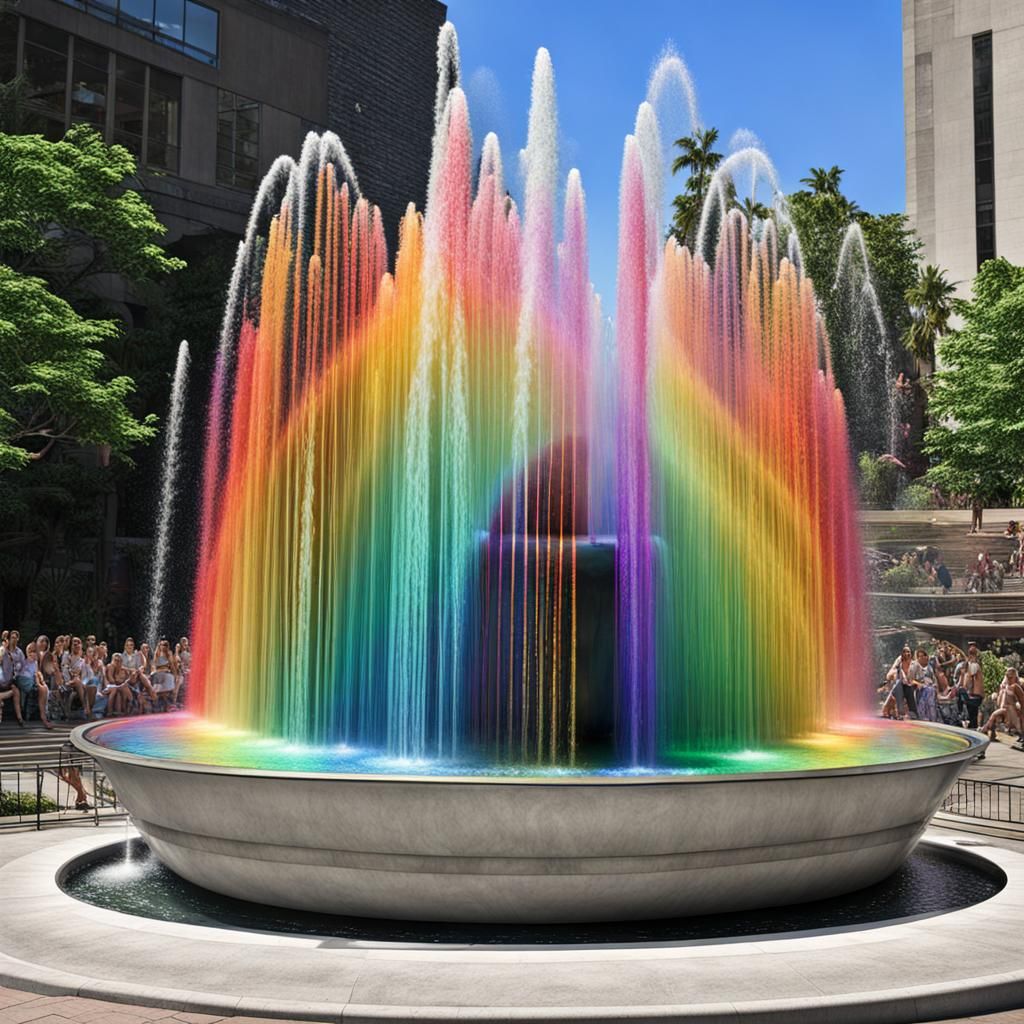 Colorful Rainbow Water Fountain Display