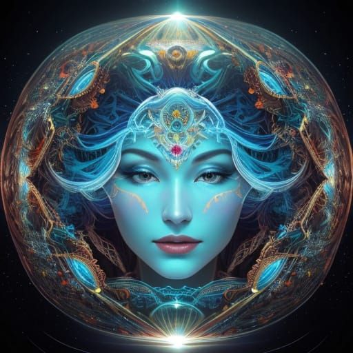 Woman Emerging from Vortex in Hyperrealistic Style