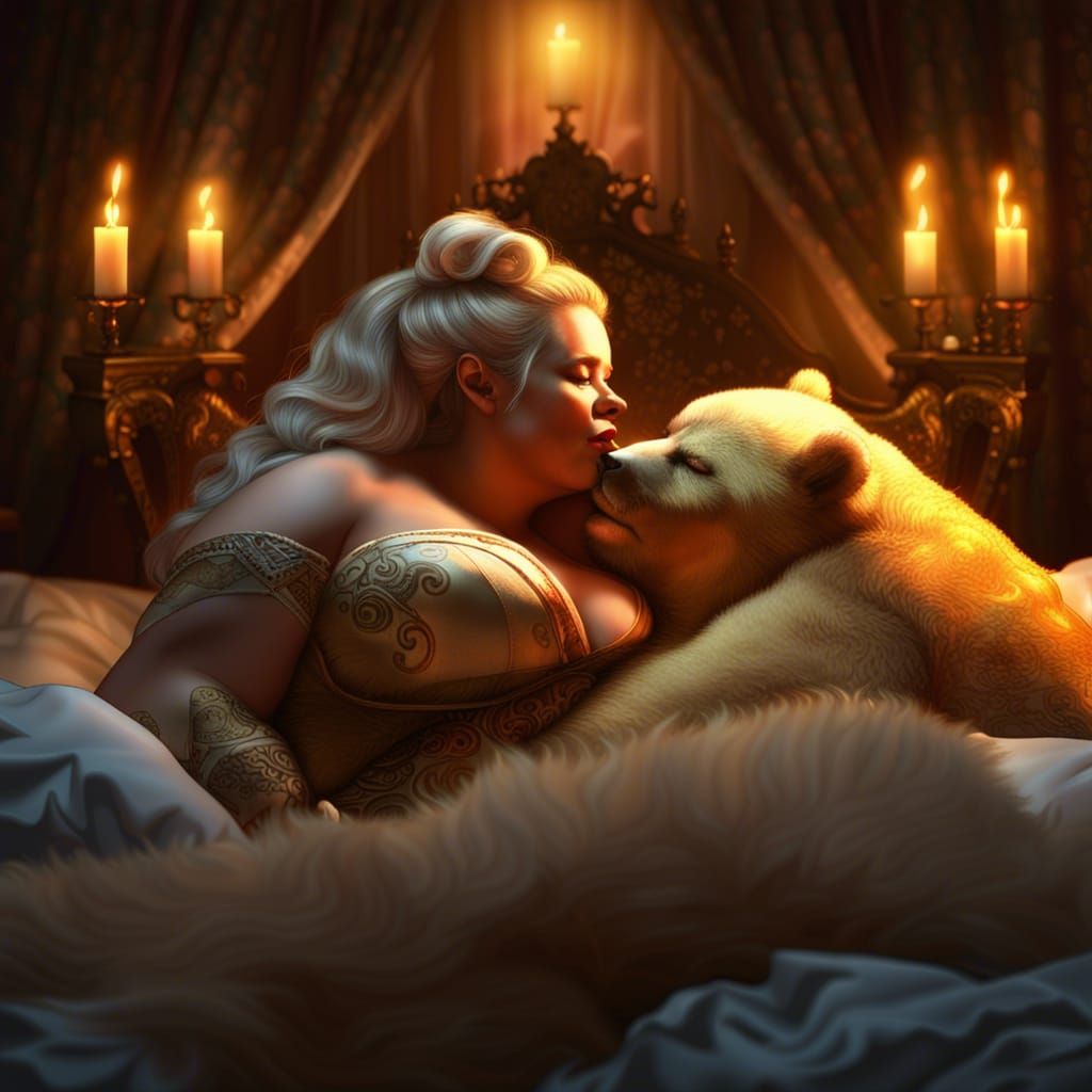 Goddesses Goldilocks and Mama Bear Kiss: Fantasy Art